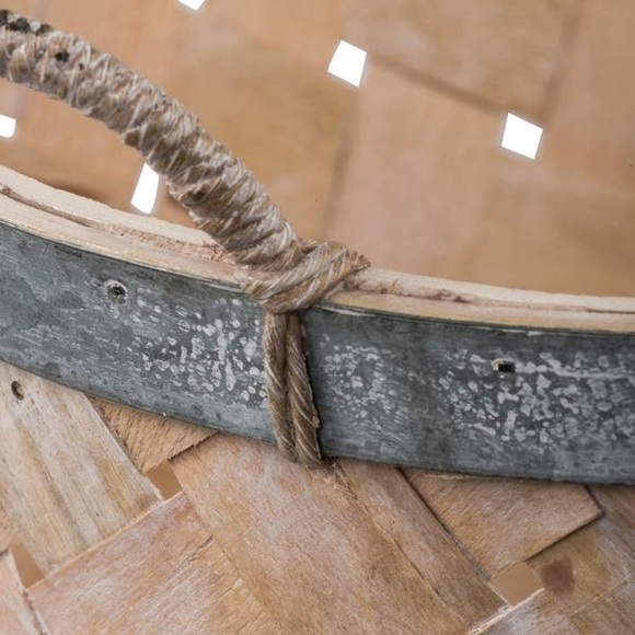 1 Medium A&B Home Woven Bamboo Basket with Galvanized Trim (Med. Shown in photo) - Picture 3 of 6